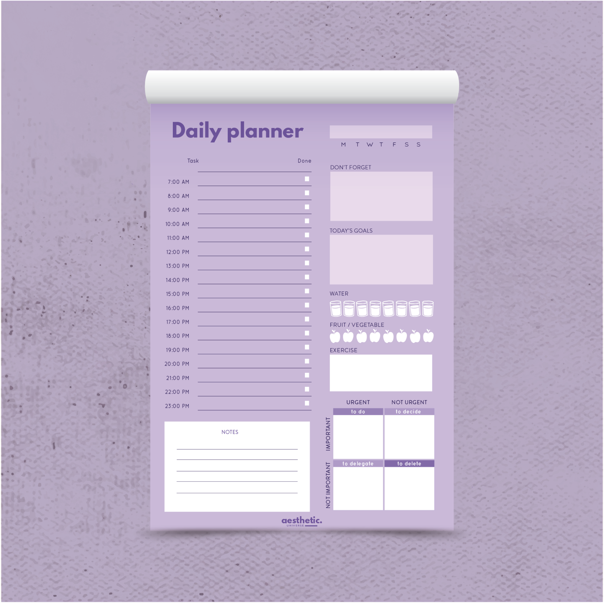 DAILY PLANNER MAROC PURPLE AESTHETIC UNIVERSE MOROCCO