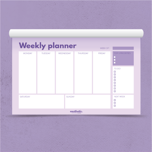 WEEKLY PLANNER MAROC PURPLE AESTHETIC UNIVERSE MOROCCO